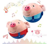 Jouet en peluche actif pour petit chien, jouet couineur interactif pour chien, jouet en peluche pour chien (cochon bleu + cochon rouge)