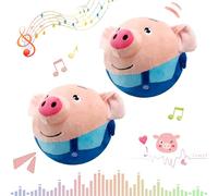 Jouet en peluche actif pour petit chien, jouet couineur interactif pour chien, jouet en peluche pour chien (cochon bleu, 2 pièces)