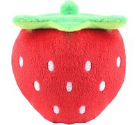 Jouet en peluche chien grinçant mignon en forme de fraise -Mordant animal de compagnie farci pour l'ennui et le soulagement de l'anxiété Rouge
