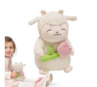 Jouet en Peluche d'agneau - d'agneau Moelleuse de Dessin animé - Panier Douillet - Coussin Douillet - Compagnon en Peluche Confortable - Jouet apaisant - Accessoire de Jeu pour Le Sommeil