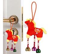 Jouet en Peluche de Cheval - Ornement de Mascotte Rouge Accrochable | Avec Clochette Peluche Cheval Mignon Jouet | Pour La Maison Le Salon Les Festivals De Printemps La Porte La Fenêtre Le Porche