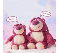Jouet en peluche de la série Lotso de Disney Pixar, ours fraise assis, poupée en peluche de dessin animé mignonne, oreiller décoratif pour la maison, le canapé, cadeau d'anniversaire Taille UniquePoly
