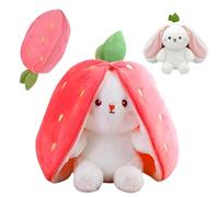 Jouet en Peluche de Lapin de Pâques,Rabbit Muppet Toys,Peluche Lapin Fraise Douce et Câline,25cm Cache-Cache Lapin de Pâques en Peluche pour Garçons et Filles