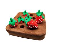 Jouet en peluche fraise pour chien - Jeu de cachette à tirer, jouet interactif à mâcher pour enrichissement, jeu de terrain de légumes doux | Accessoires d'entraînement couinants, jeu de fraises en
