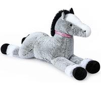 Jouet En Peluche Géant Cheval Grand Animal En Peluche Jouet Poney Licorne Poupée En Peluche Cadeaux Pour Enfants,Saint Valentin,Noël (Gris,90Cm)