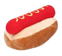 Jouet en Peluche Hot Dog avec Dispositif D'aboiement BB Compressible pour Chats et Chiens, Jouet en Peluche Doux de 5,5 Pouces pour Soulager l'anxiété, 1 Pièce