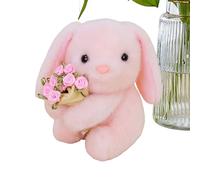 Jouet En Peluche Lapin - 14 X 8 X 5 Cm, Oreiller En Forme De Lapin Animal, Bouquet De Roses Câlinant, Peluches, Pour Salon, Étagère, Table D'étude, Chambre D'enfant, Petite Amie, Épouse, Amie, Sœur, F