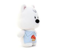 Jouet en peluche petit animal en position accroupie, série D, modèle chien blanc, 22 cm