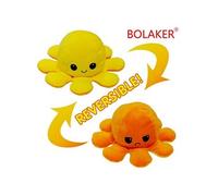 Jouet en peluche pieuvre réversible jaune et orange,Jaune et orange
