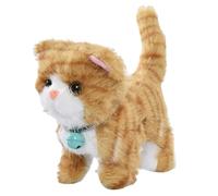 Jouet en peluche pour chat, peluche interactive pour chat qui marche, parle et chante avec des lumières colorées, compagnon électronique réaliste pour enfants (rayures jaunes), décoration à l'air lib