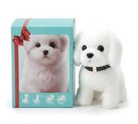 Jouet en peluche pour enfants - Labrador marron - Jouet électronique interactif en peluche pour enfants de 1 à 6 ans - Simulation de chien de compagnie - Jouet éducatif pour garçon et fille (blanc)