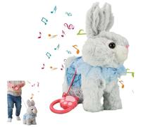 Jouet en peluche réaliste pour chien robot, jouet interactif réaliste avec détection tactile, imitation vocale et mouvements de remuement, lapin en peluche avec mouvements pour bas de Pâques, laisse