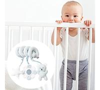 Jouet en Peluche Spirale d'activité pour bébé Couleurs Vives et Animaux Mignons pour stimuler Le développement visuel du bébé pour Poussette et Berceau matériel Peluche Taille (Bleu)