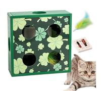 Jouet en plumes de chat, machine à baiser le fromage intelligente | Jouet Puzzle pour chat-jouet interactif pour chat, Rotation à ressort dans le labyrinthe de trous, jouet amusant en plumes de chat,