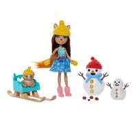 Jouet - Enchantimals - Bonhommes de Neige - Mini-poupée Sharlotte Écureuil - Figurine Nutsy - Pâte à modeler