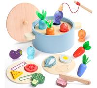 Jouet Enfant 2 Ans - Jeux Enfants 2 Ans Dinette Enfant 2 3 Ans Cuisine,5-en-1 Jouet Bebe Jeux Montessori 2 ans Jeu Educatif 2 3 Ans,Cadeau Enfants 2 3 4 Ans Fille Garcon Dinette en Bois Peche Activite