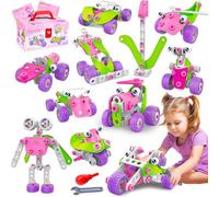 Jouet Enfant 3 4 5 6 Ans Garcon Fille, Jeux de Construction Enfant Cadeau 3 4 5 6 Ans, Jouet Garcon Fille 3-6 Ans avec Boîte de Rangement, Jouet Bloc de Construction 3-6 ans Cadeau de Noël (Violet)