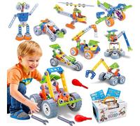Jouet Enfant 3 4 5 6 Ans Garcon Fille, Jeux de Construction Enfant Cadeau 3 4 5 6 Ans, Jouet Garcon Fille 3-6 Ans avec Boîte de Rangement, Jouet Bloc de Construction 3-6 ans Cadeau de Noël (Bleu)