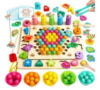 Jouet Enfant 3 4 5 Ans Jouet en Bois 6 en 1 Jeu de Pêche Cadeau Enfant 3 Ans Jeux Montessori Educatif Activité Manuelle Garçon Fille 3+ Ans Montessori Jeu de Societe