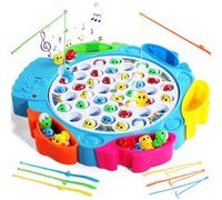 Jouet Enfant 3 4 Ans Jouet Musical pour Pêcher 2en1 Jeu Social pour Enfants 8 Cannes à Pêche Musicales 42 Poissons avec Panier de Rangement Jeux Montessori Anniversaire Cadeau Fille Garcon 3 4 Ans