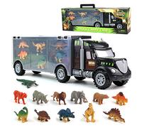 Jouet Enfant 3 Ans Dinosaure Jouet Enfant Camion Animaux Voiture de Dinausore 12 Mini Figurine Porteur Camion de Dinosaure Jeux Educatif Cadeau Garçon Fille 3 4 5 Ans