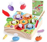 Jouet Enfant 3 Ans - Jeux Enfants 3 Ans Jeux Montessori 3 4 Ans 2-en-1 Jeu de Peche a la Ligne Enfants, Jouet Bebe 3 an Jeu Educatif 3 an Cadeau Enfant 3 4 Ans Fille Garcon Jouets en Bois Magnetique