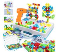 Jouet Enfant 3 Ans Mosaique Enfant Bricolage Puzzle 3D Jeux de Construction Educatif 4 5 Ans Visseuse Enfant avec Perceuse Électronique Jeux Montessori Garcon Cadeau Garcon Fille -224PCS