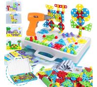 Jouet Enfant 3 Ans Mosaique Enfant Bricolage Puzzle 3D Jeux De Construction Educatif 4 5 Ans Visseuse Enfant Avec Perceuse Électronique Jeux Montessori Garcon Cadeau Garcon Fille -224Pcs