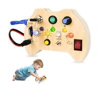 Jouet Enfant - Busy Board LED - Interrupteur et Bouton - Poignée - Blanc - Multicolore - Bois naturel