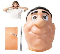 Jouet Fidget en Forme de Tête pour l'Éclatement des Boutons, Jouets Silicone Nettoyage Facial pour Soulagement du Stress, Texture Réaliste de Peau Faciale, Prank Amusant pour Adultes et Adolescents