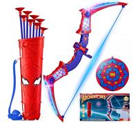 Jouet Garçon 3-12 Ans, ArcFlèche Spider avec Lumières LED Rouges & Bleues, Carquois Spider & Cible Toile Jeux d’Extérieur Enfant 3-12 Ans Cadeau Anniversaire 3 4 5 6 7 8 9 10 Ans Jouets pour Enfants