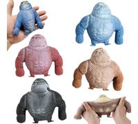 Jouet Gorille Anti-Stress (Lot de 4), Figurine de Gorille Anti Stress Élastique, Jouet Singe Antistress en Latex Durable pour Adultes et Enfants