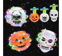 Jouet Halloween Enfant, 3 Toupies LED Interactives pour, Pumpkin and Skull Design, Peut être Utilisé comme Remplissage De Sac-Cadeau De Fête, Cadeau Halloween Enfant De 3, 4, 5, 6, 7, 8, 9 Ans