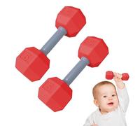 Jouet Haltère - Jouet à Grelot Poids | Joueť Haltère d'Entraînement 2 Pièces pour Exercices, Joueť Sensoriel Léger à Grelot & à Mâcher pour Bébés & Parents Fitness, ABS, Multicolore, Lot de 1