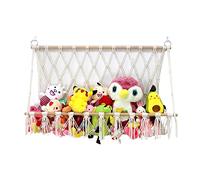 Jouet Hamac pour Animaux en Peluche, 100cm Rangement en Maille Boho Macrame Suspendu au Mur pour Jouet en Peluche, Organisateur Jouets pour Chambre à Coucher d'enfant Salle Jeux