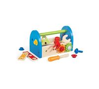 HaPe Boîte à outils en bois – Jeu de bricolage enfant 3 ans et plus – 17 pièces colorées