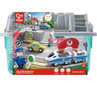 Coffret de train city deux en un - HAPE - E3771 - Pour enfant de 3 ans et plus - Marron et multicolore