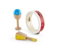 HaPe International Ensemble de percussions junior en bois – Tambourin, maraca, mailloche – 1 an+