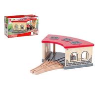 Jouet Hape Gare de Triage pour Circuit Train en Bois, Enfant 3 Ans et Plus - Jeu Éducatif - Hangar 3 Chemins - Compatible avec Les Jouets Traditionnels de Train en Bois