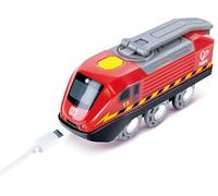 Hape Jouet Locomotive à Manivelle - Jeu de Train en Bois - Jouet pour Enfant dès 3 Ans - Locomotive Rechargeable pour Circuit Train Bois - Compatible avec Les Circuits de Marques Traditionnelles