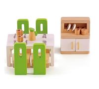 Jouet Hape - Meubles Salle à Manger pour Maison de Poupée en Bois - Accessoires Maison en Bois pour Famille - Coffret de 23 Pièces - pour Enfant à partir de 3 Ans - Filles et Garçons