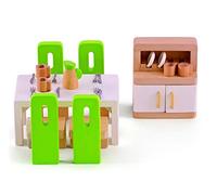 Jouet Hape - Meubles Salle à Manger pour Maison de Poupée en Bois - Accessoires Maison en Bois pour Famille - Coffret de 23 Pièces - pour Enfant à partir de 3 Ans - Filles et Garçons
