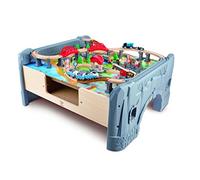 Jouet Hape Table Train d'Activités pour Circuit Train Bois - Plateau de Jeu + Accessoires Construction Circuit Bois Variés - Jeu Educatif Enfant de 3 ans et Plus - Compatible Marques Traditionnelles