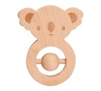Jouet Hochet Bois Bébé, Animaux Anneaux de Dentition en Bois Naturel, Jouet de Préhension Bois, Jouets D'éveil Bébé, Jouet de Motricité pour Bébé Nouveau-nés 0-3 ans (Ours)