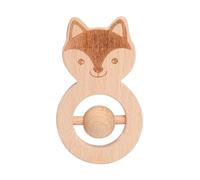 Jouet Hochet Bois Bébé, Animaux Anneaux de Dentition en Bois Naturel, Jouet de Préhension Bois, Jouets D'éveil Bébé, Jouet de Motricité pour Bébé Nouveau-nés 0-3 ans (Renard)