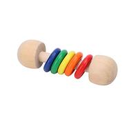 Jouet Hochet, Hochet en Bois, Stimulant Sensoriel Bords pour bébé Enfant (Arc-en-ciel Cinq Anneaux)