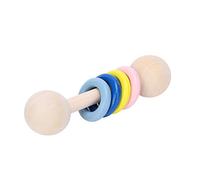 Jouet Hochet, Hochet en Bois, Stimulant Sensoriel Bords pour bébé Enfant (Macaron Couleur Quatre Anneaux)
