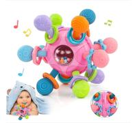 Jouet Hochet pour Bebe 6 Mois,Jouet Hochet Dentition Bebe 3 Mois,Jeux d’Eveil Balle Sensorielle Bebe Cadeau Naissance Fille - Rose