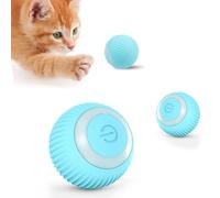 Jouet Intelligent pour Chat, Boule Électrique Automatique Rechargeable, 360° Mouvement Irrégulier, Balle Roulante Automatique, pour Chats d'Intérieur Adultes (Bleu)