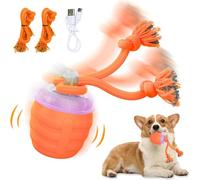 Jouet Interactif Chien, Balle pour Chien-Intelligent Rechargeable, Jouet pour Chiot Occupation, pour Chiot avec Ficelle, Soulage l'ennui et le Stress, Convient aux Petits et moyens Chiens (Orange)